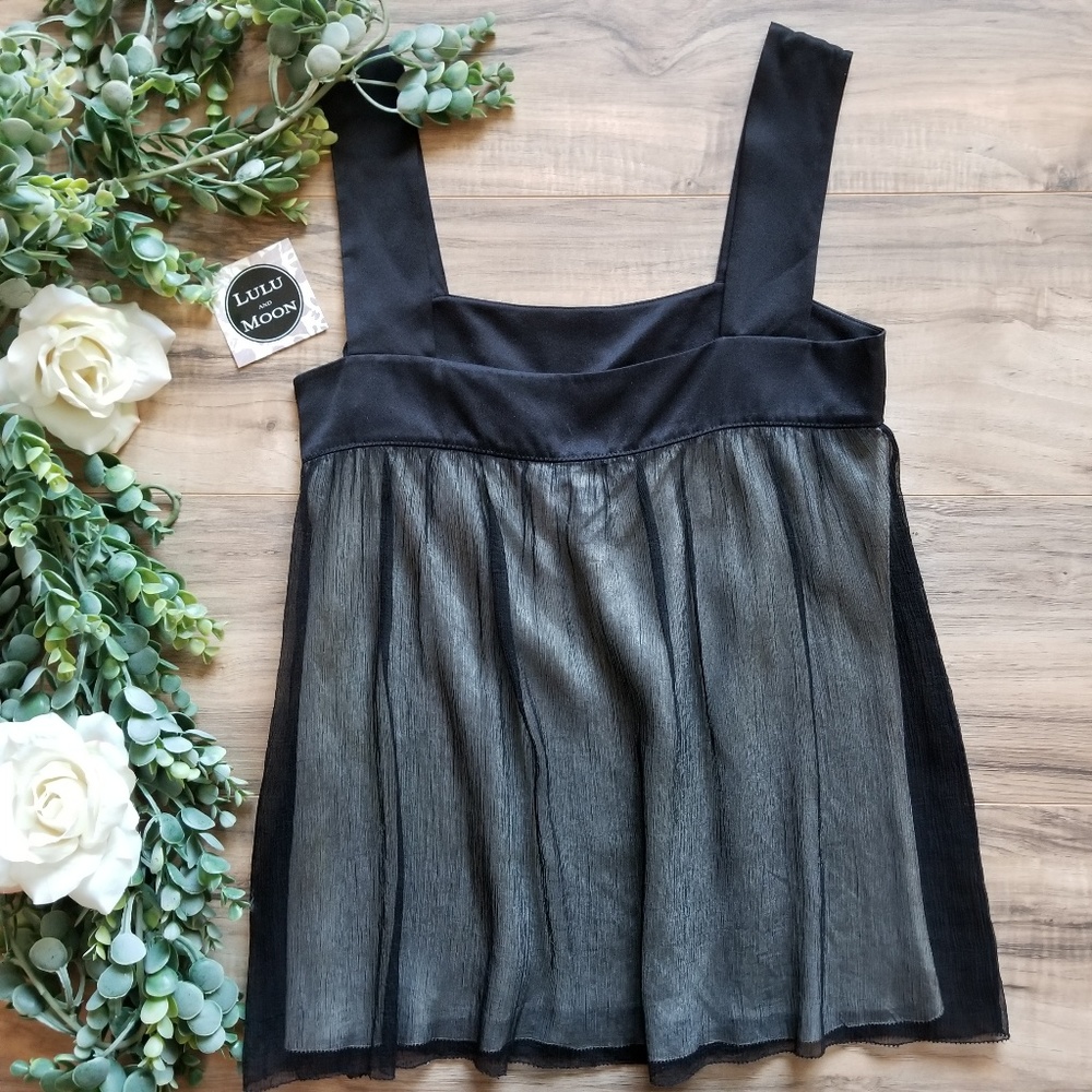 DKNY black flowy 100% silk sleeveless top size 4